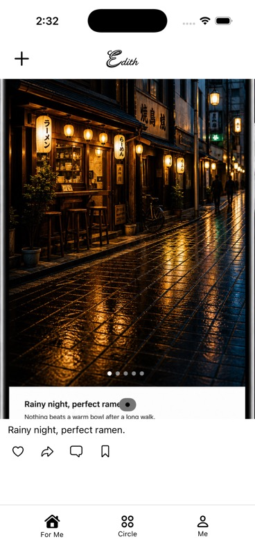 The personalized feed in the iOS version of Edith